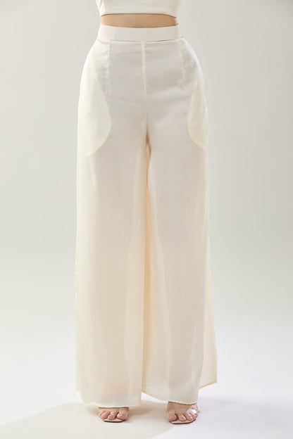 Designer Wear White Open Jacket And Pant Set