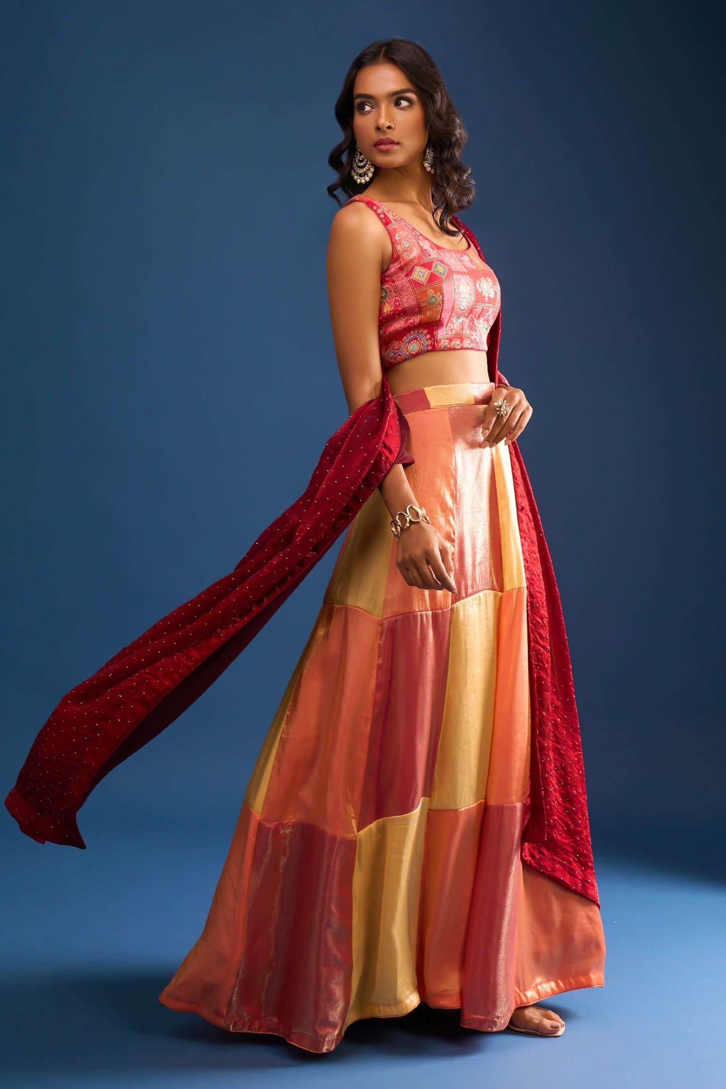Designer Wear Multi-Colour Lehenga Set