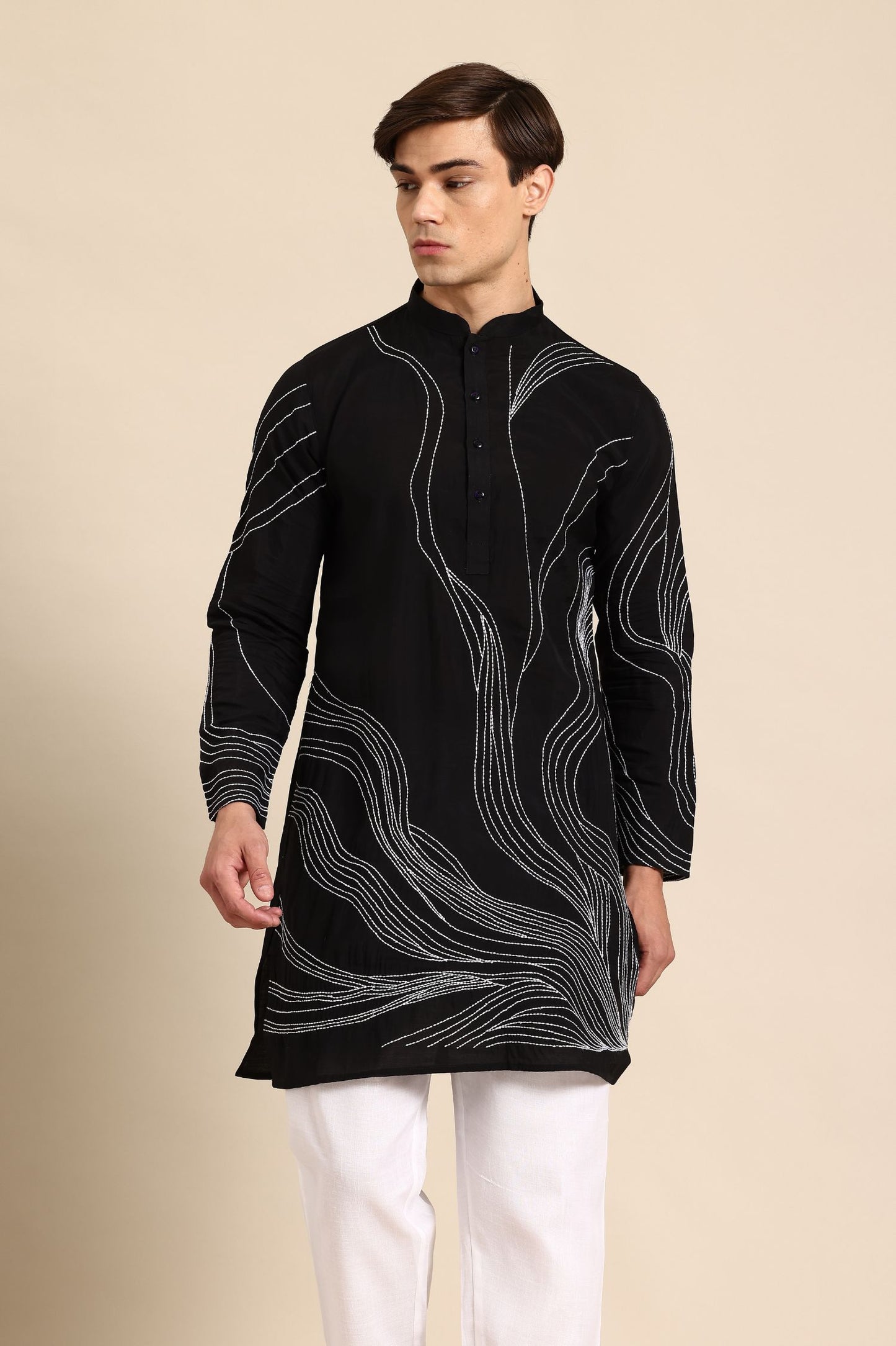 Designer Short Kurta In Black