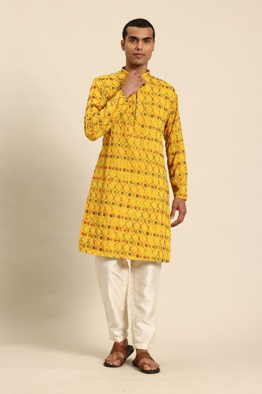 Designer Short Kurta In Mustard Yellow