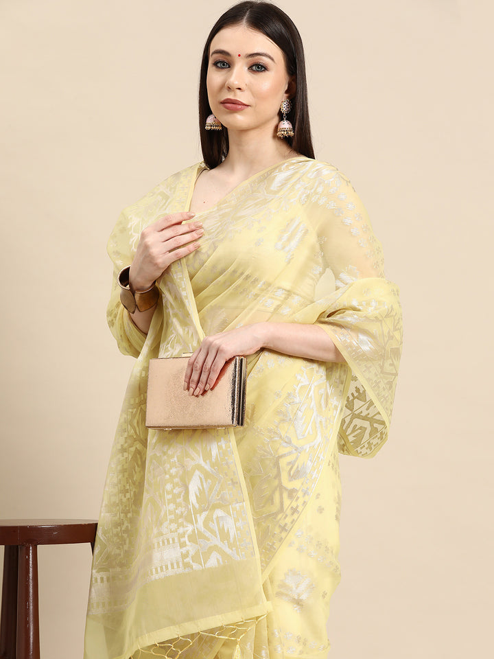 Designer Off-White Silk Saree