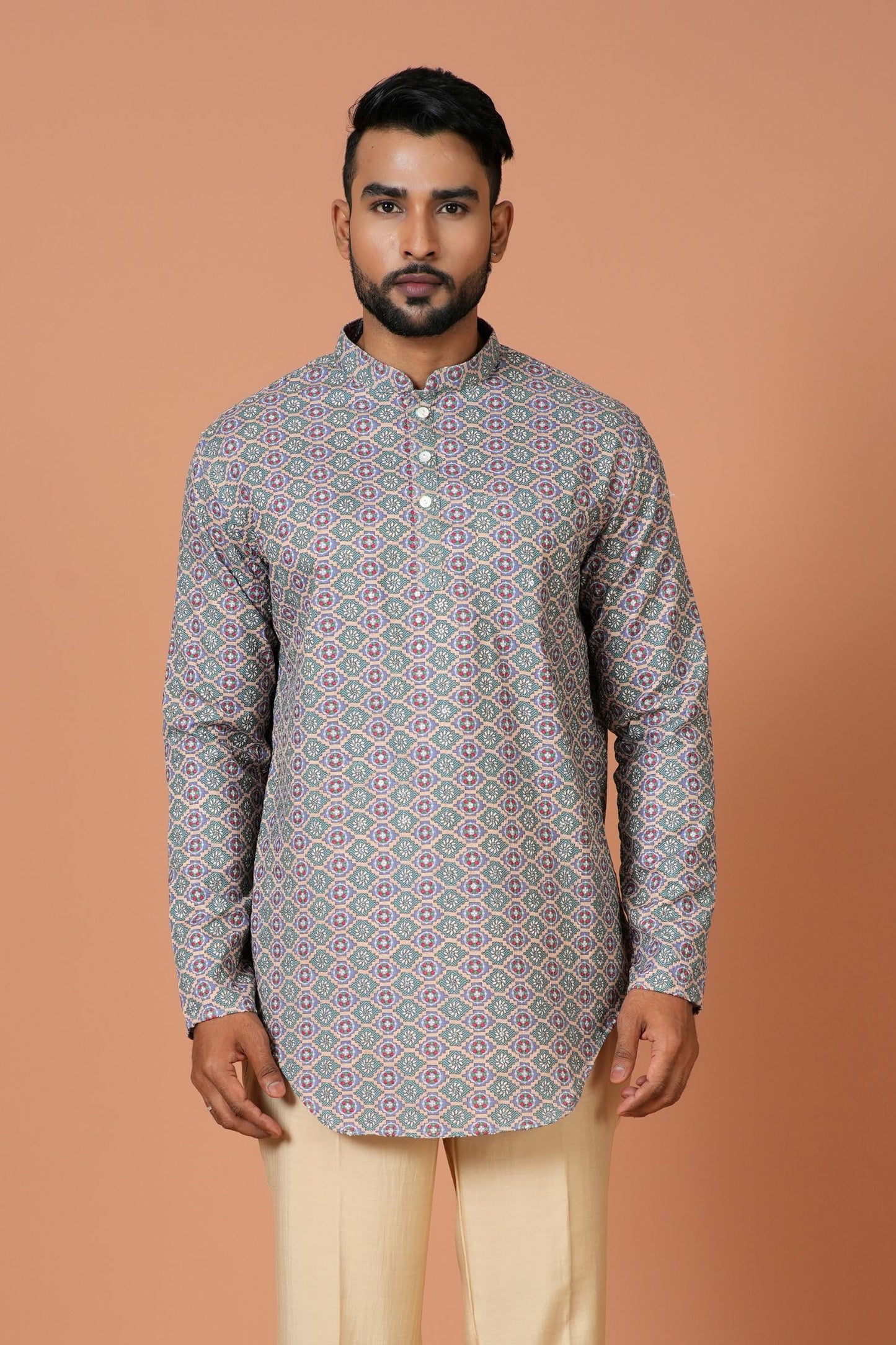 Designer Short Kurta In Grey