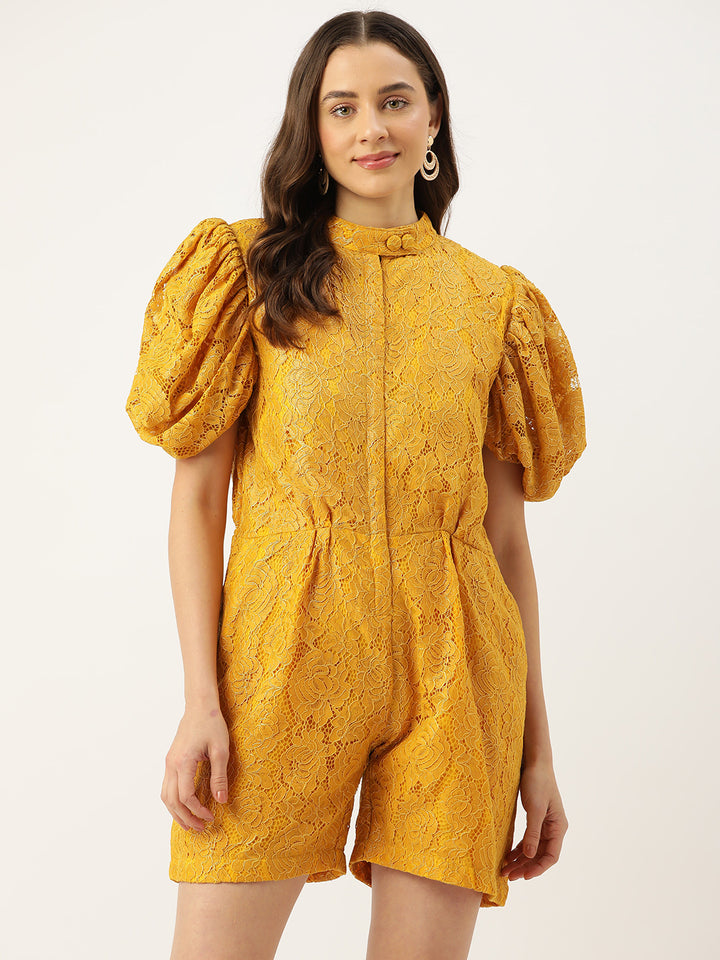 Desginer Yellow Polyester Jumpsuit