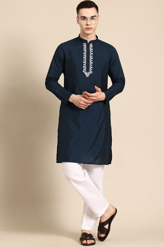 Designer long Kurta In Navy Blue
