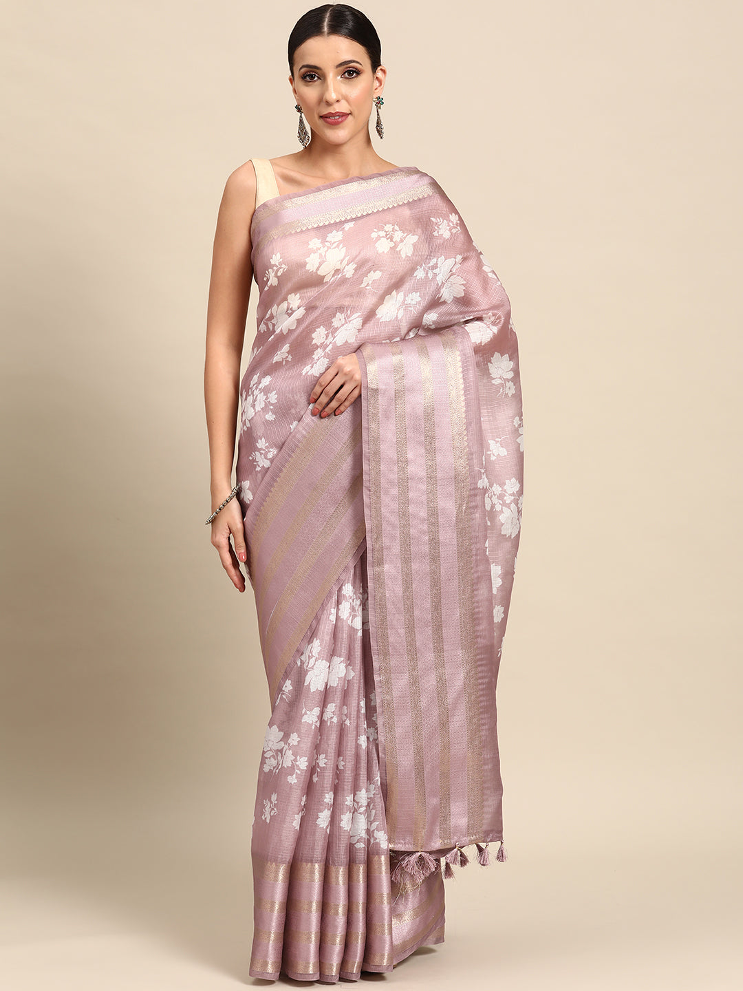 Designer Lavender Silk Saree