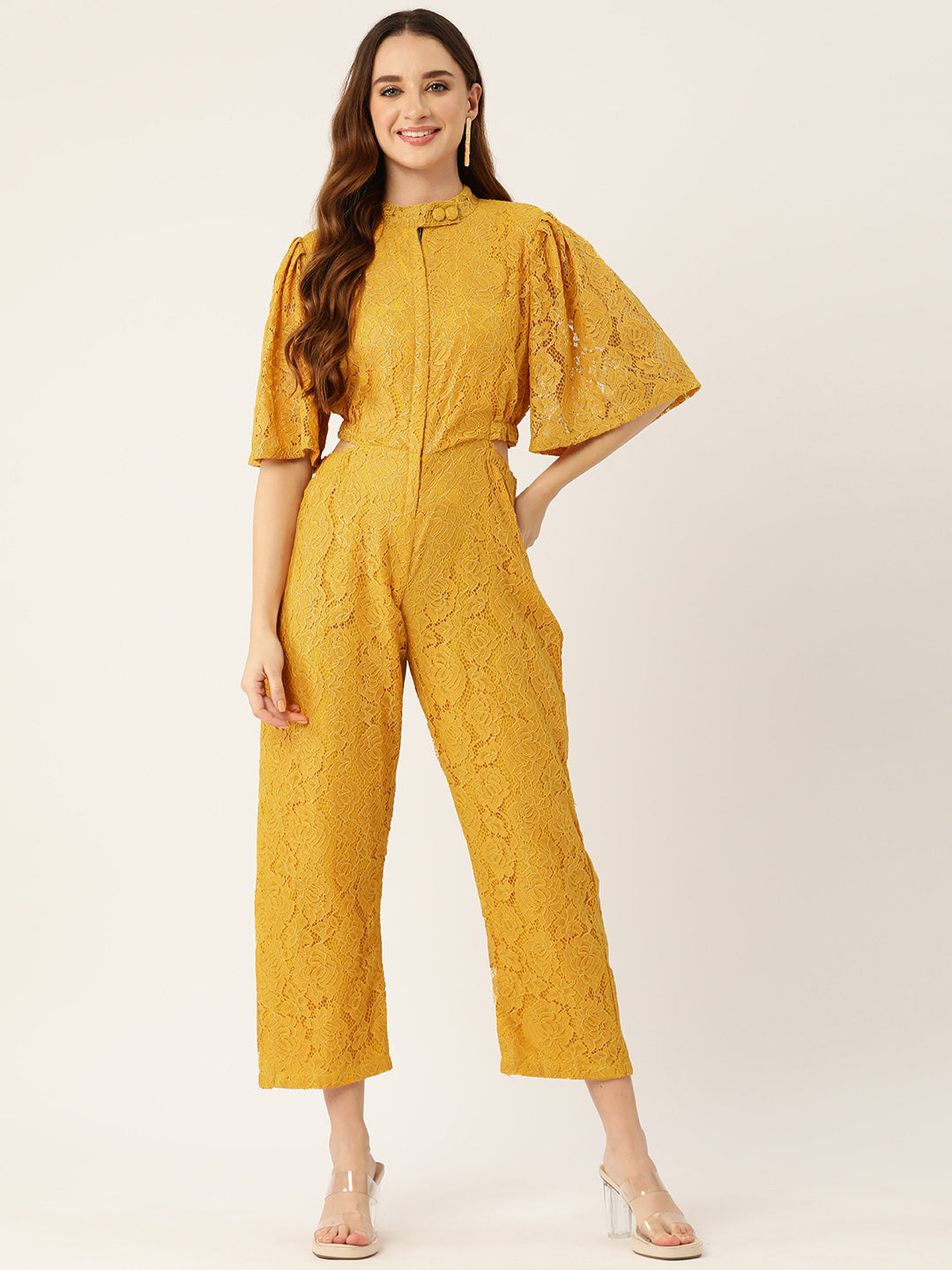 Desginer Yellow Lace Jumpsuit