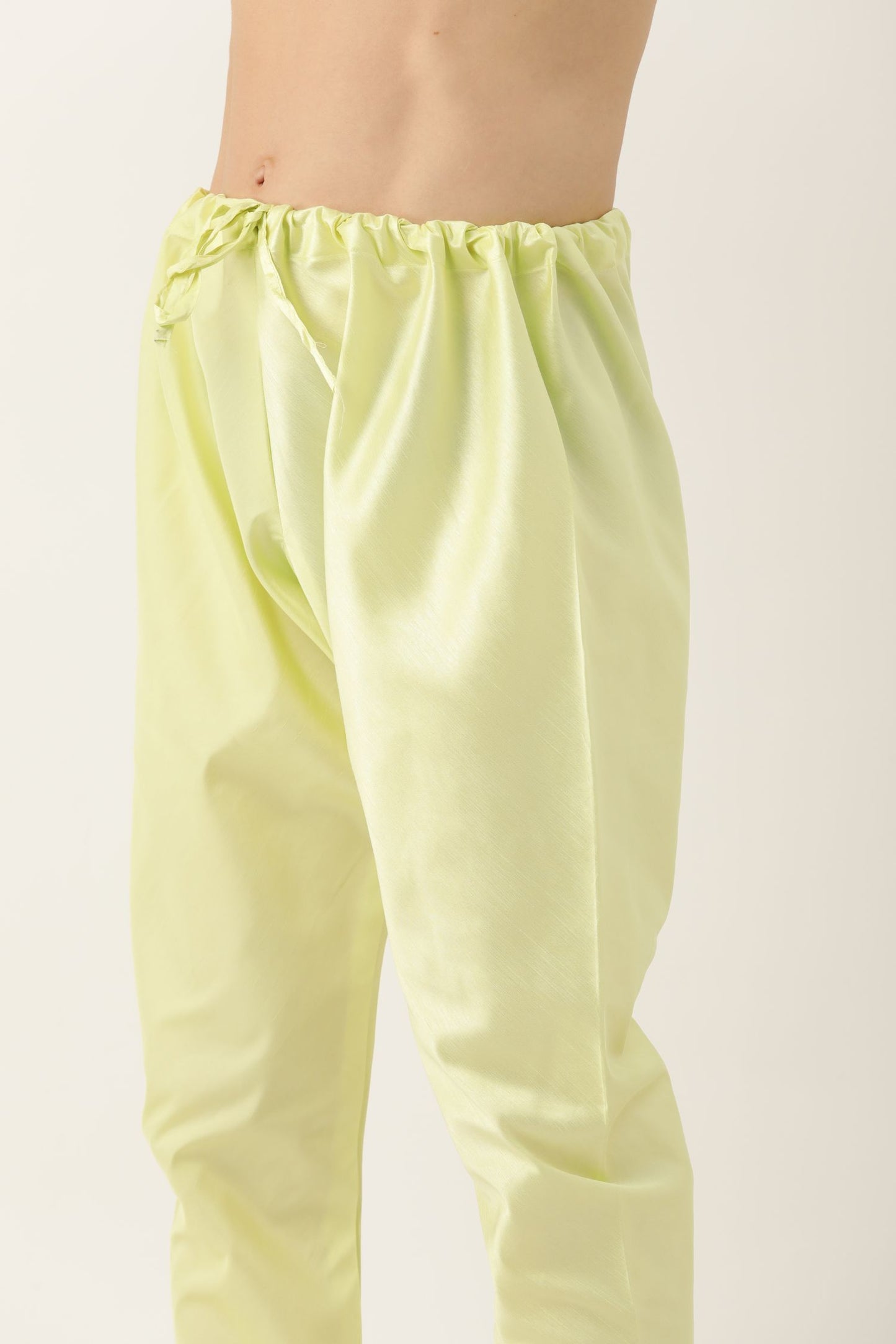 Designer Wear Lime Green Color Silk Churidar