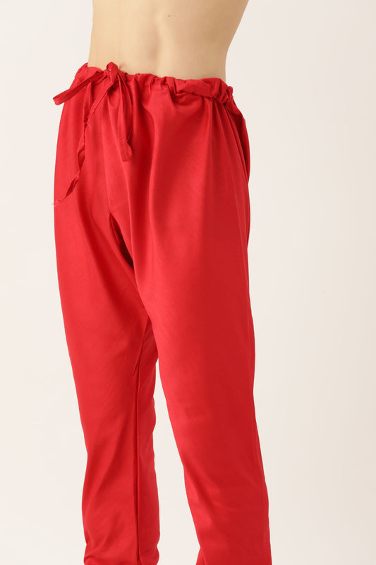 Designer Wear Red  Color Silk Churidar