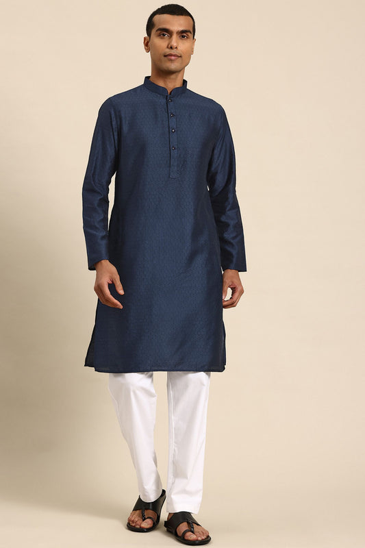 Designer Long Kurta In Dark Blue