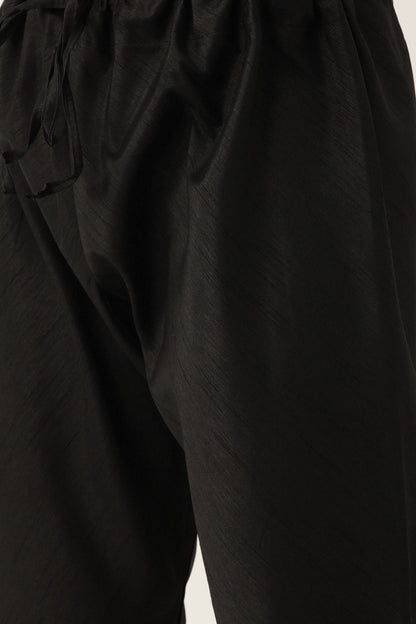 Designer Wear Black Color Silk Churidar