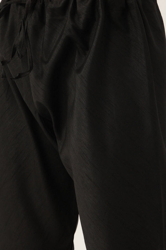 Designer Wear Black Color Silk Churidar