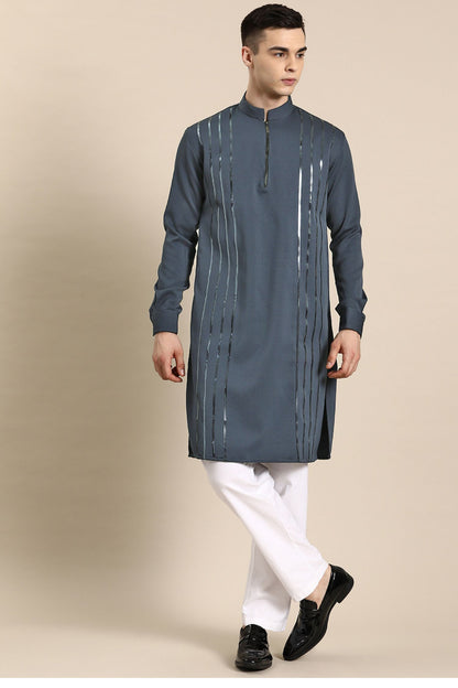 Designer long Kurta In Navy Blue
