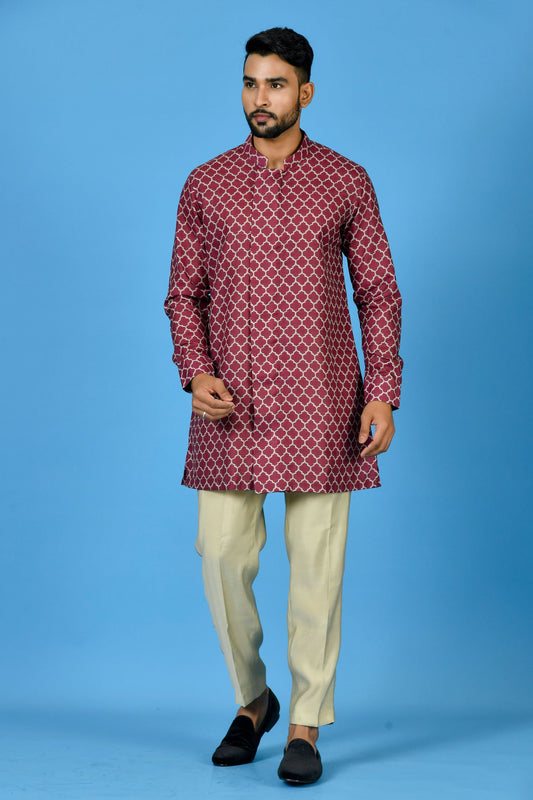 Designer Short Kurta In Maroon
