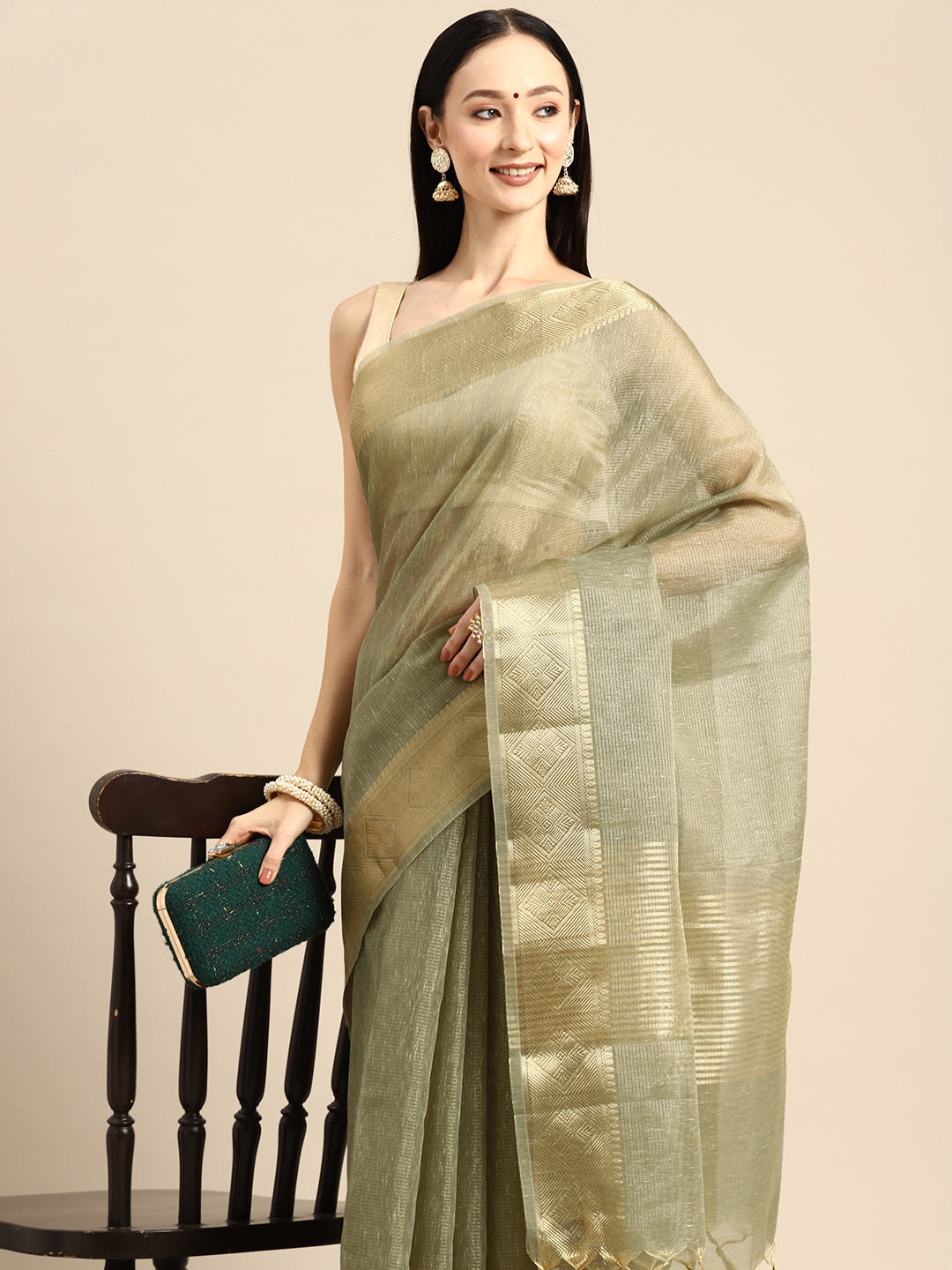 Designer Green Silk Saree
