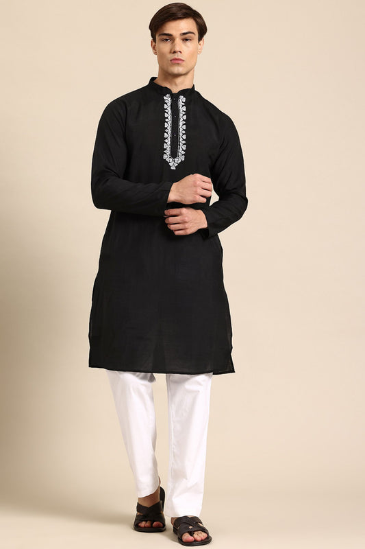 Designer Long Kurta In Black