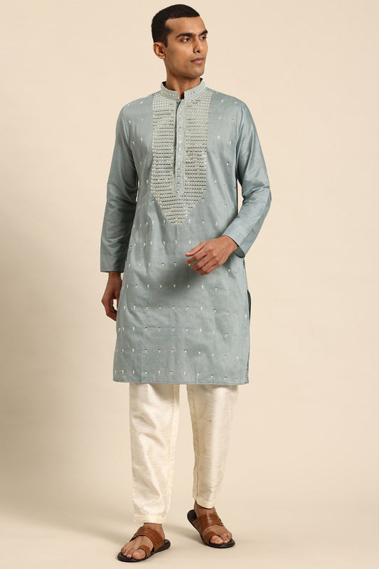 Designer Long Kurta In Light Blue