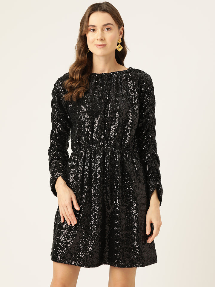 Designer Black Sequin Dress