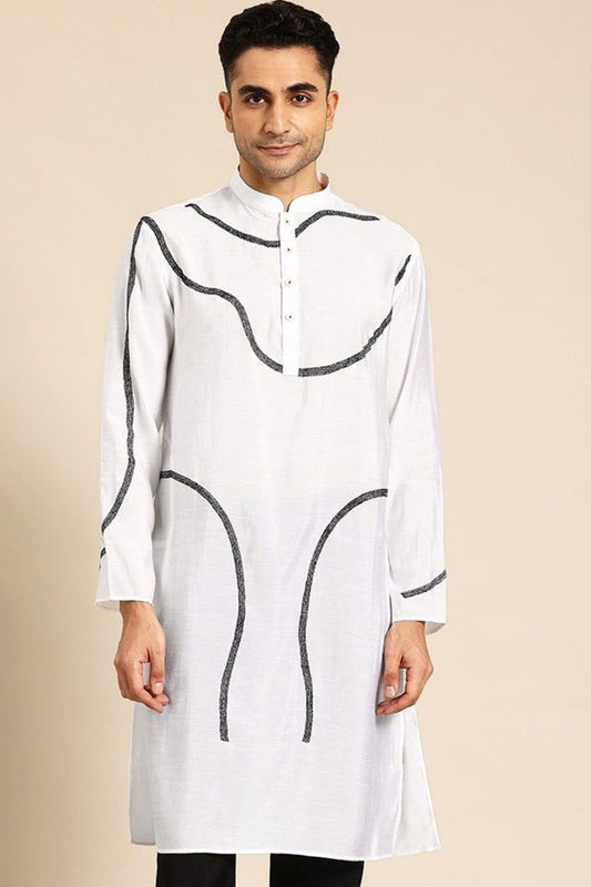 Designer Long Kurta White