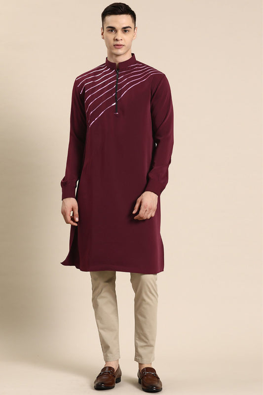 Designer long Kurta In Maroon