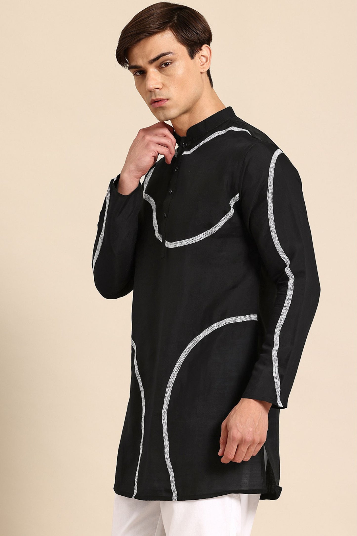 Designer Short Kurta In Black