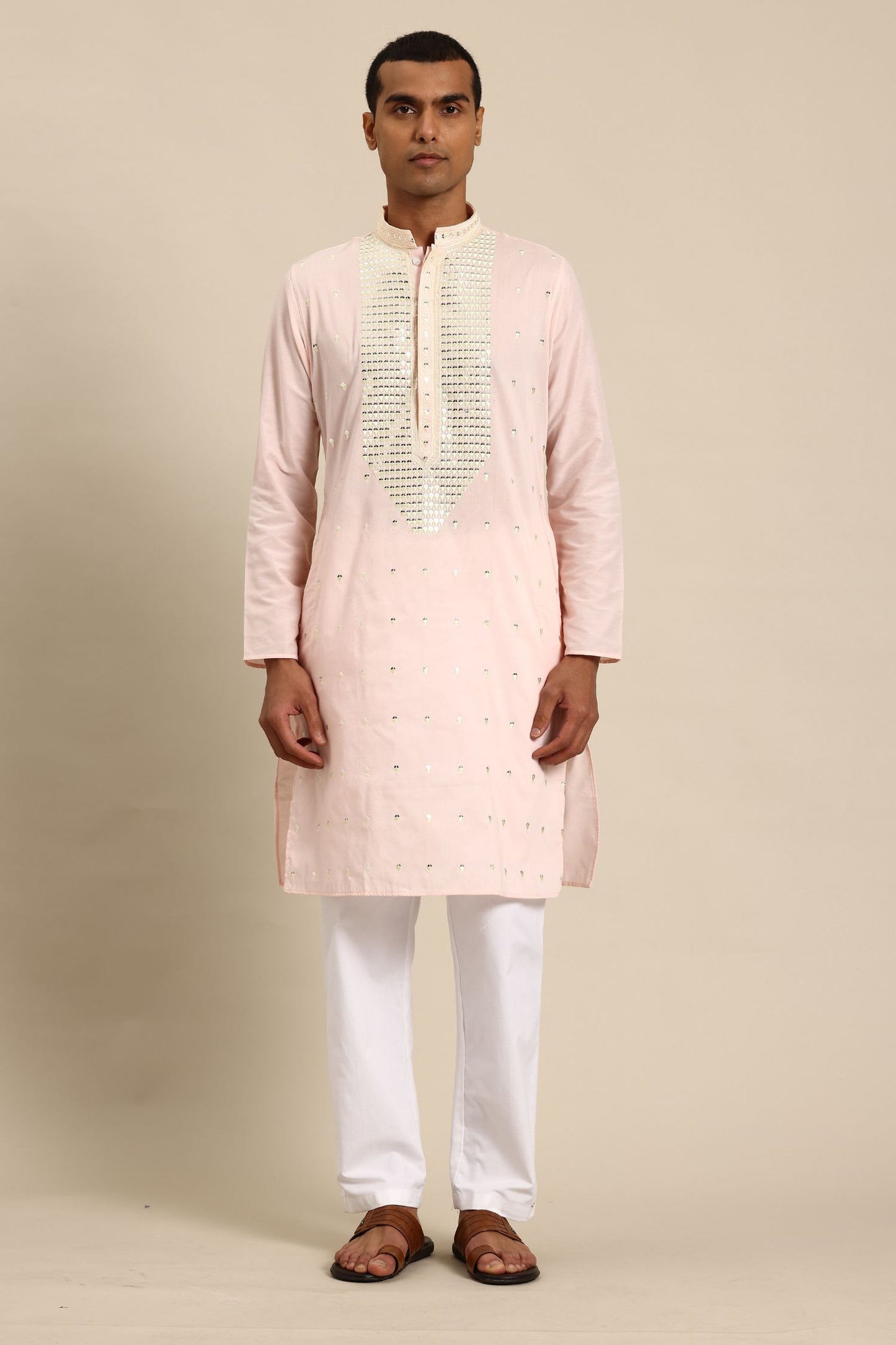 Designer Long Kurta In Baby Pink