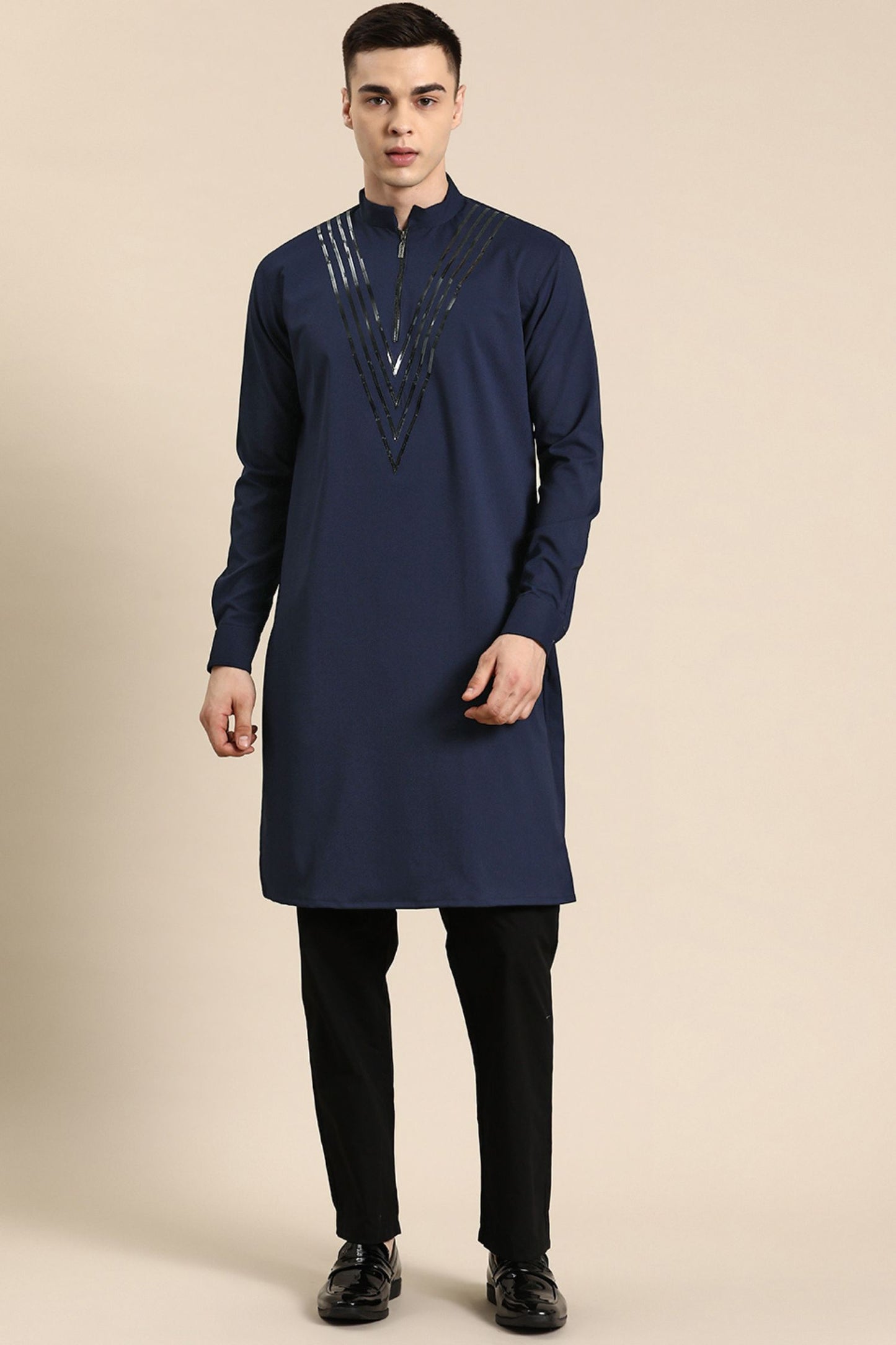 Designer long Kurta In Navy Blue