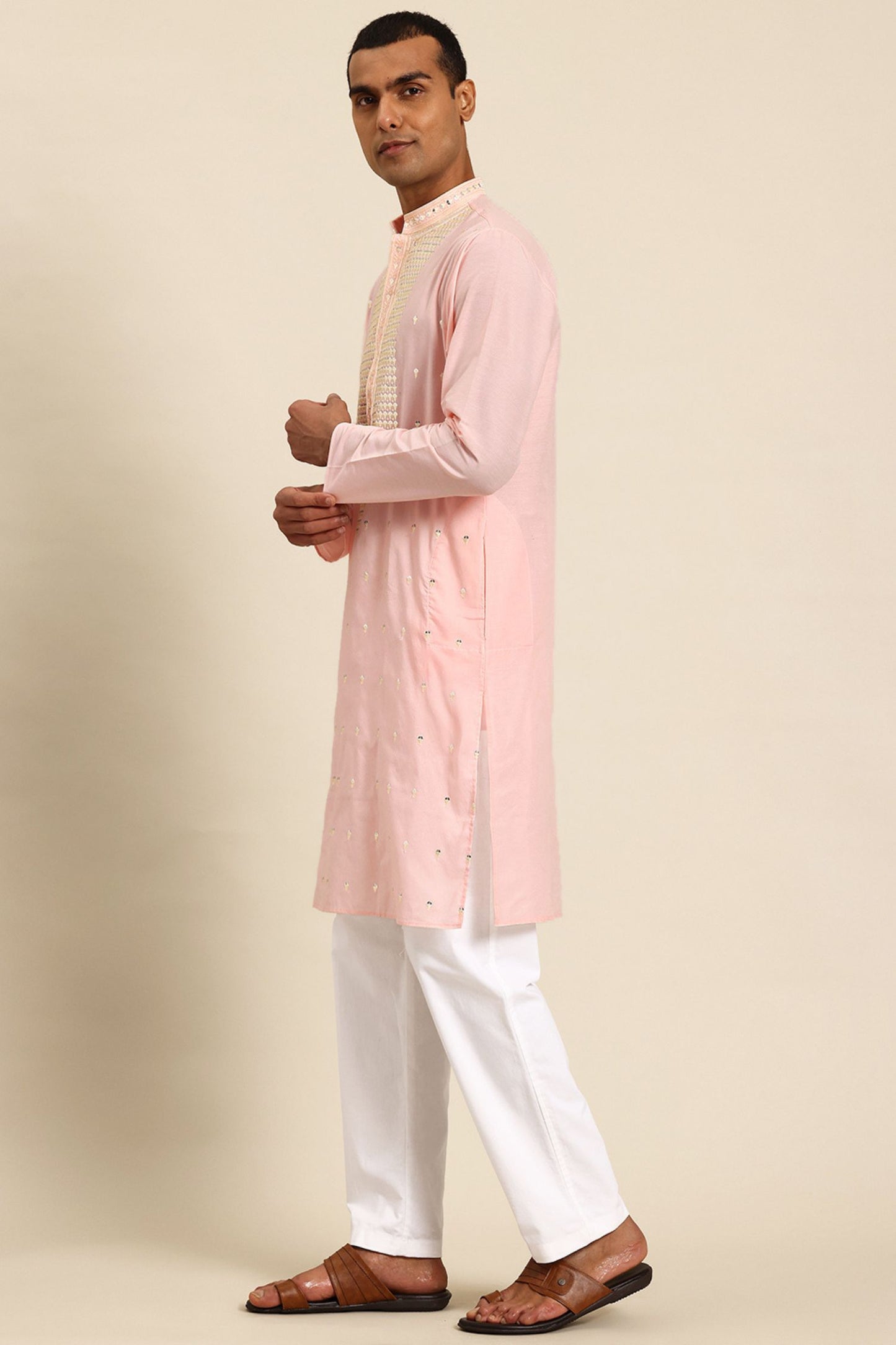Designer Long Kurta In Baby Pink