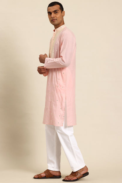Designer Long Kurta In Baby Pink