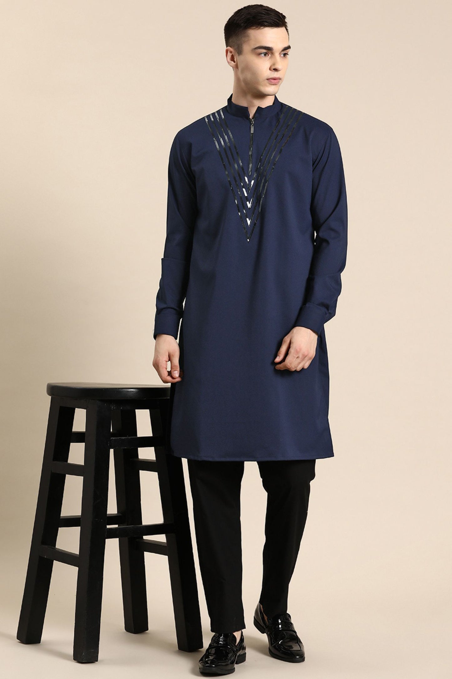 Designer long Kurta In Navy Blue