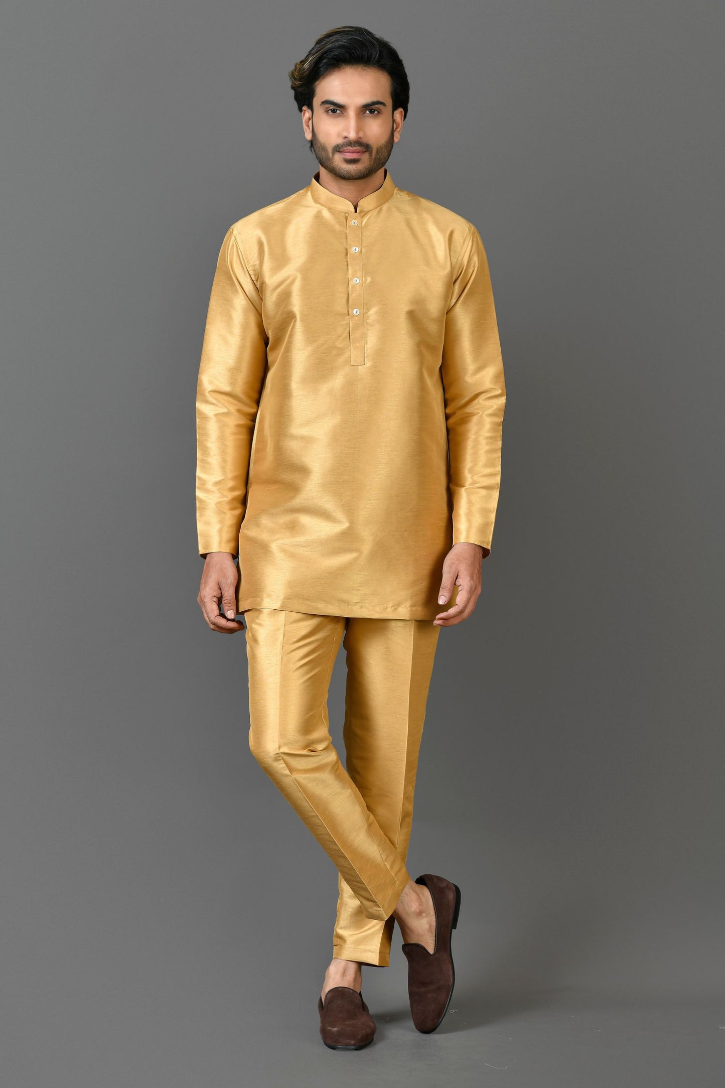 Designer Wear Yellow Color Cotton Short kurta