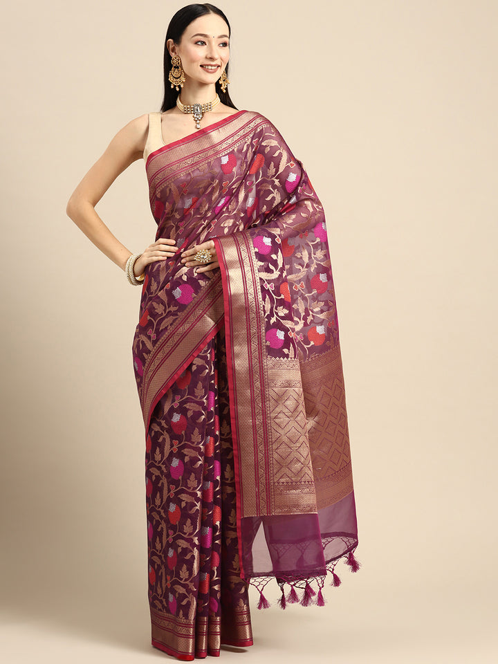 Designer Purple Silk Saree
