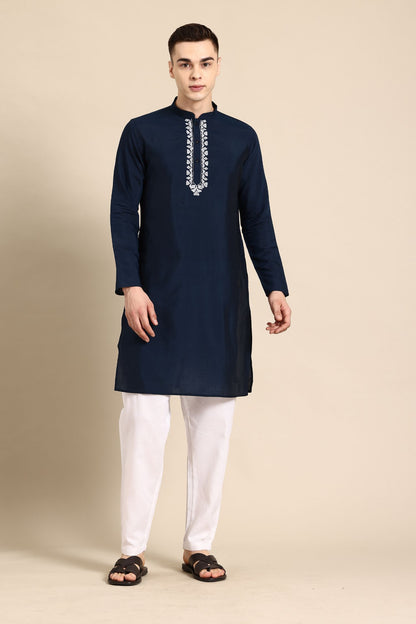 Designer long Kurta In Navy Blue