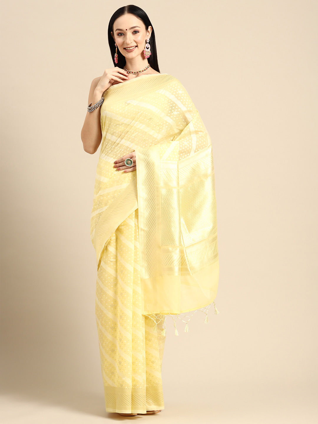 Designer Yellow Silk Saree