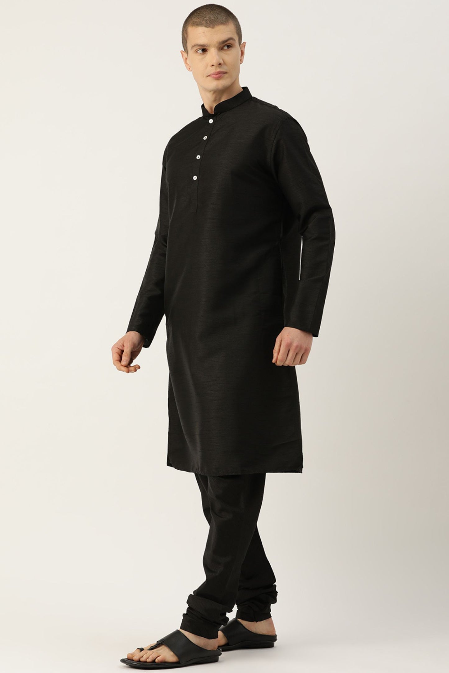 Designer Wear Black Color Silk Churidar