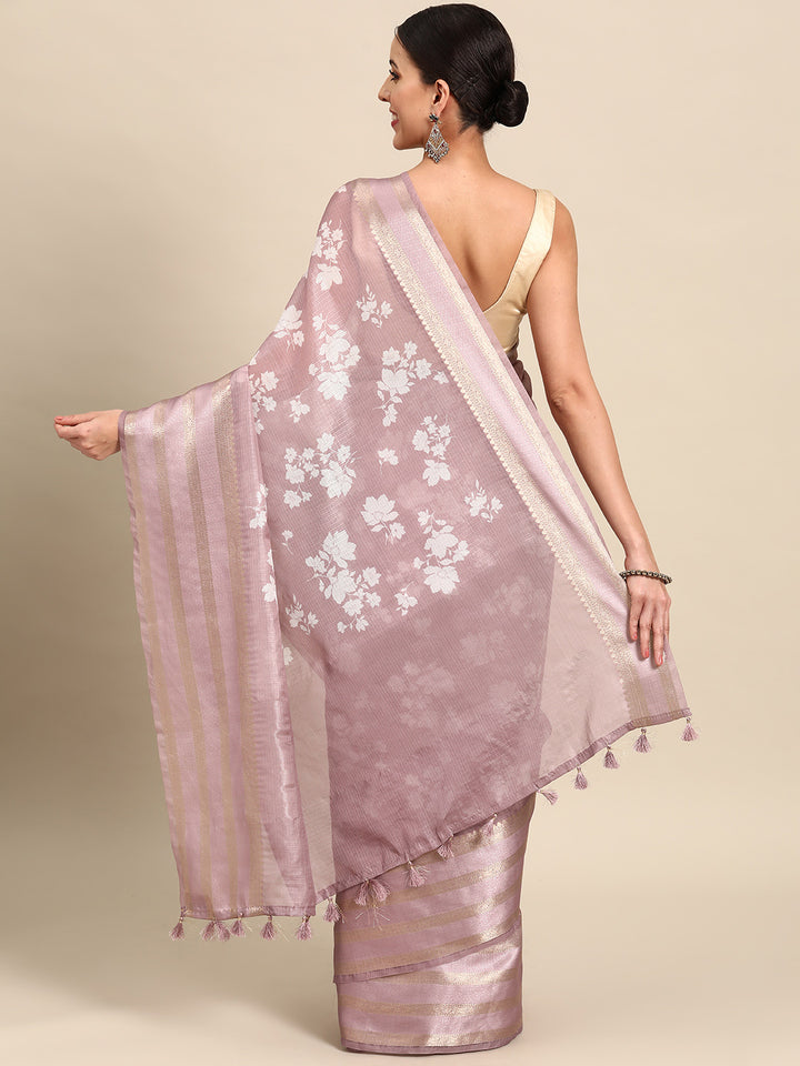 Designer Lavender Silk Saree