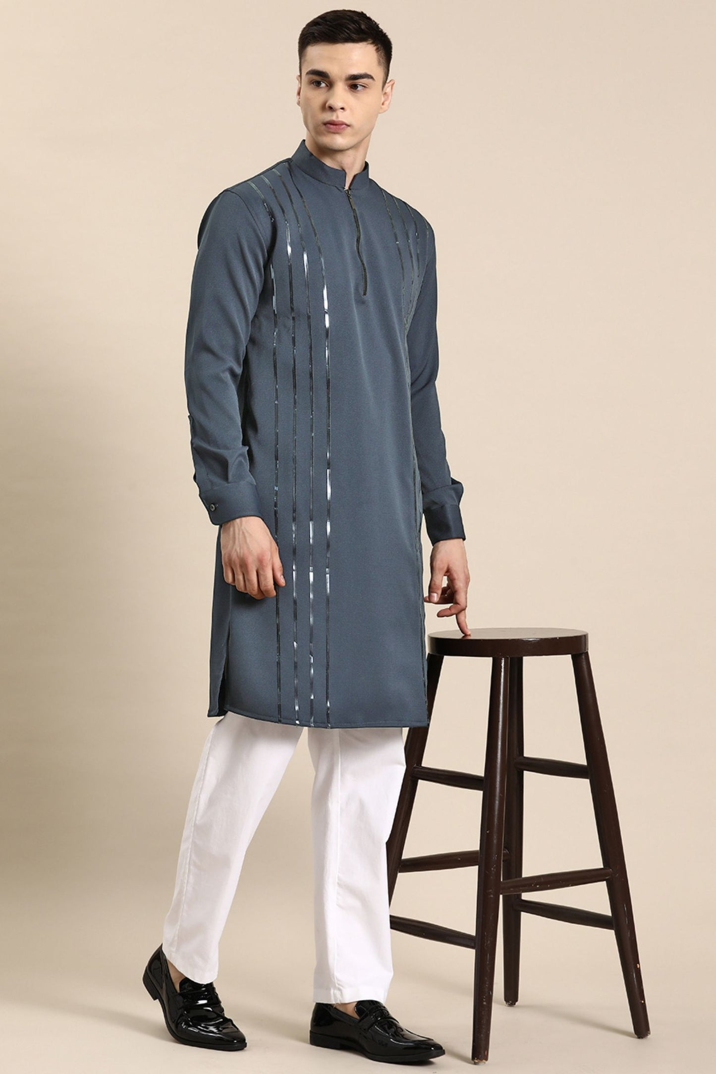 Designer long Kurta In Navy Blue