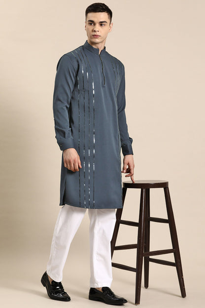 Designer long Kurta In Navy Blue