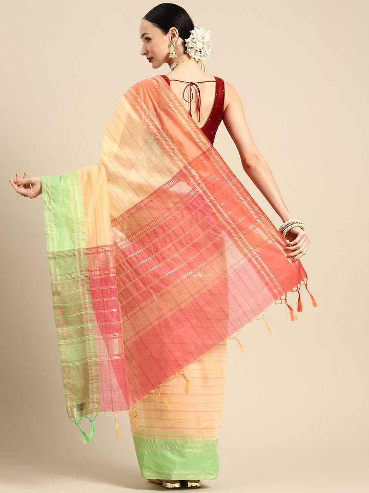 Designer Yellow Linen Blend Saree