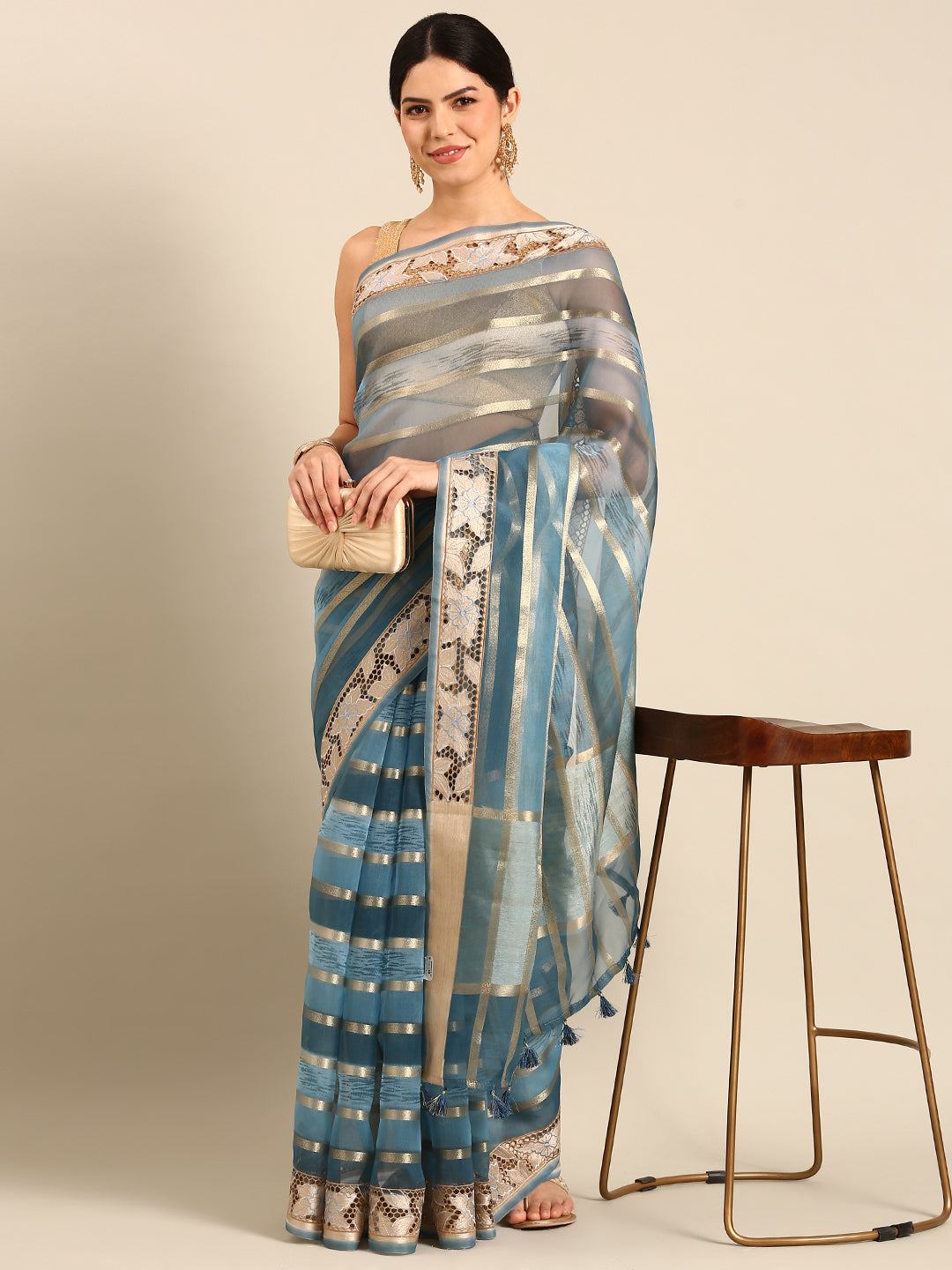 Designer Blue Silk Saree