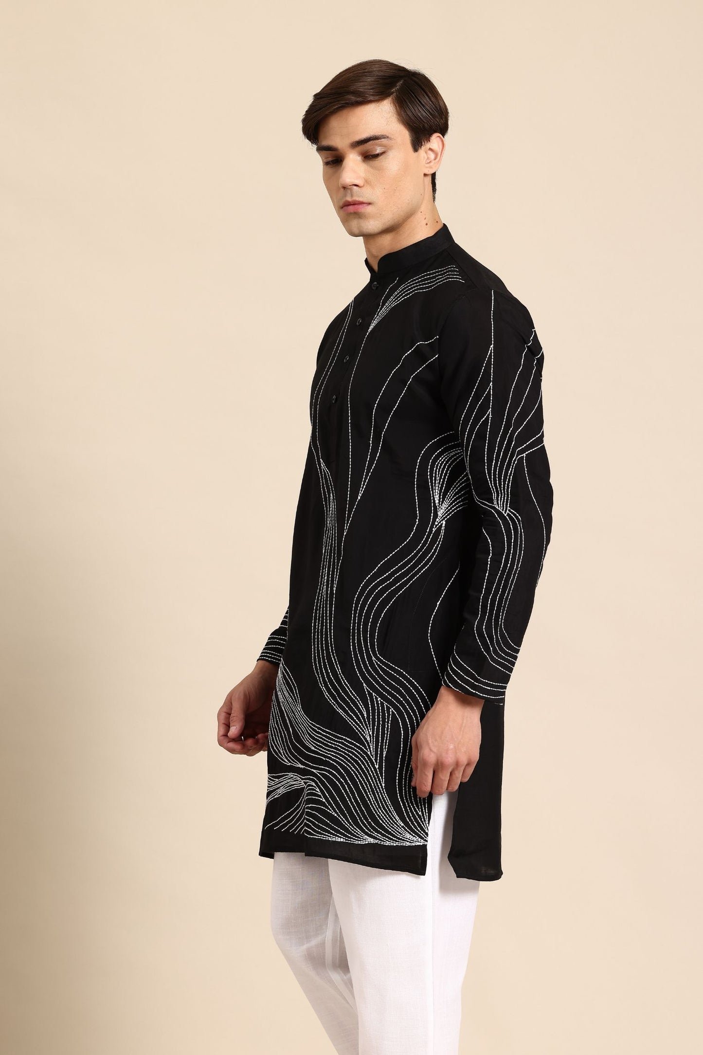 Designer Short Kurta In Black