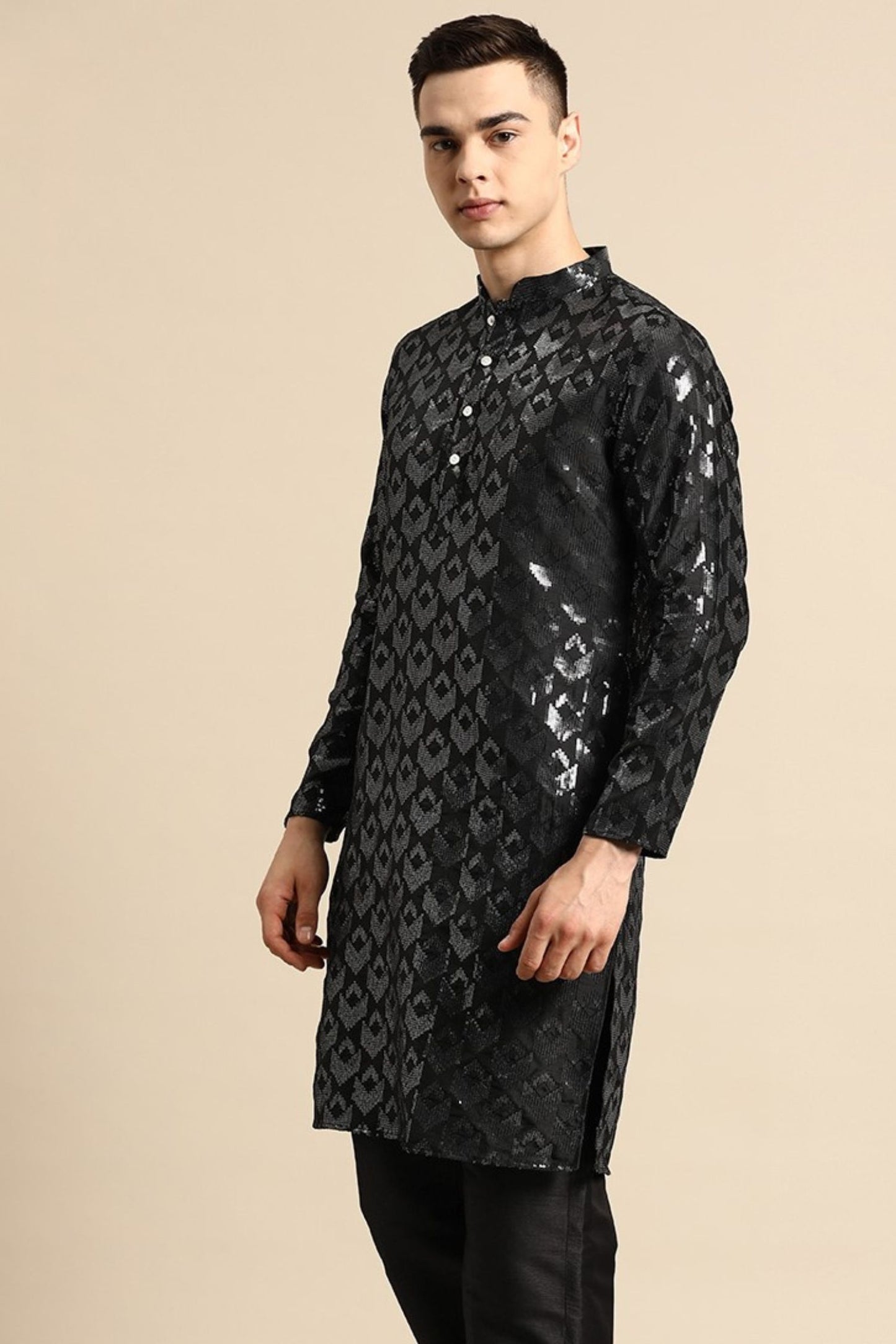 Designer Short Kurta Black