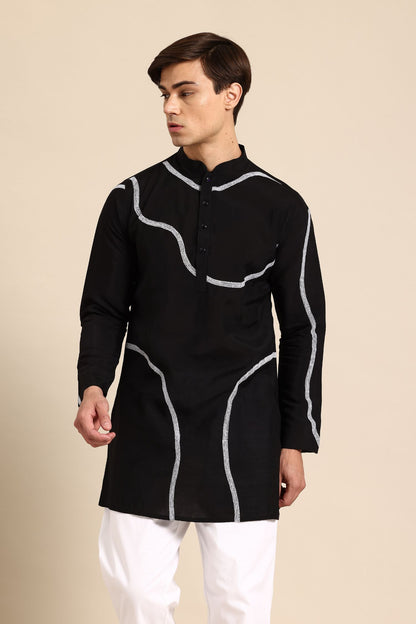 Designer Short Kurta In Black