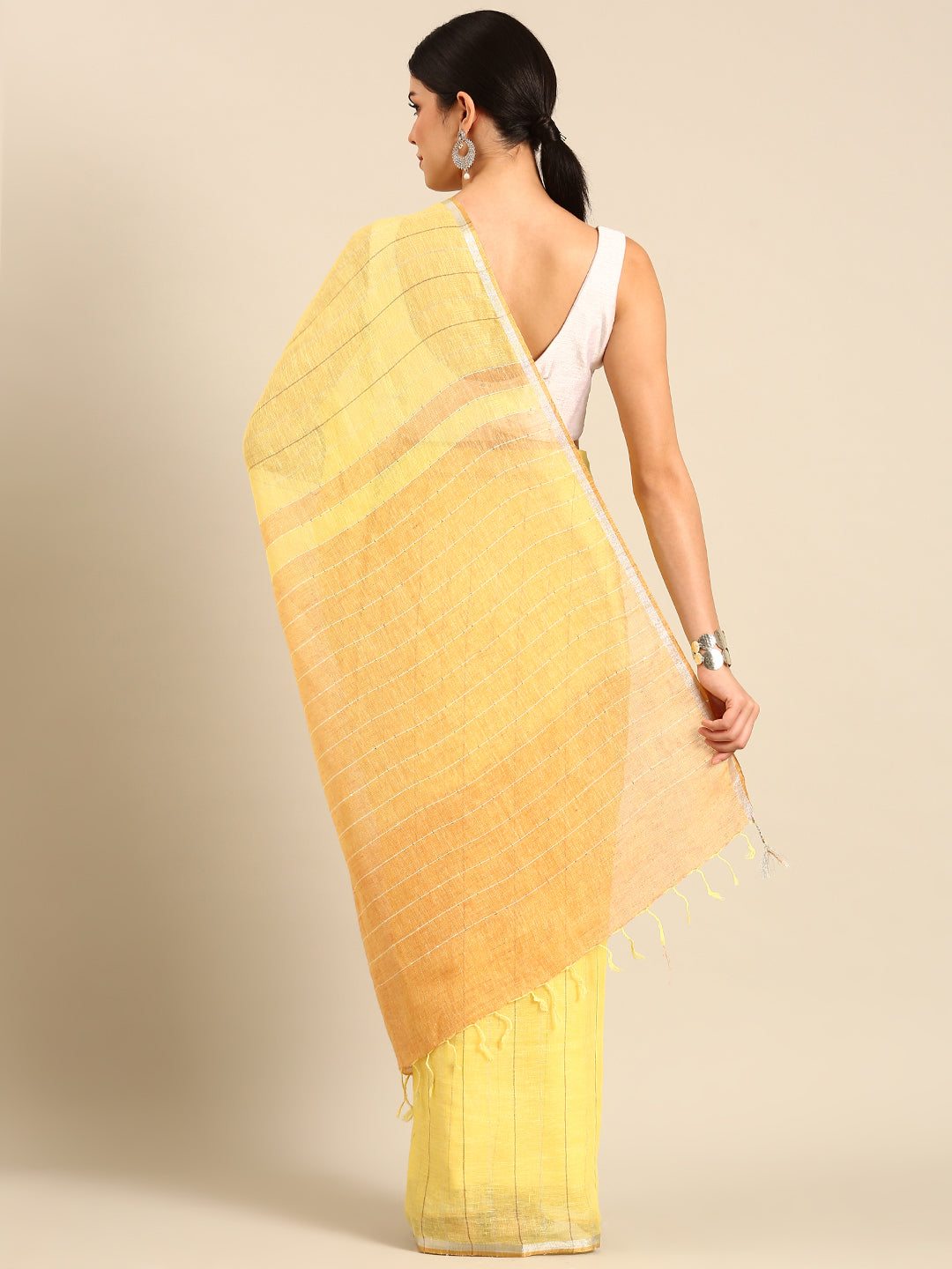 Designer Yellow Cotton Saree