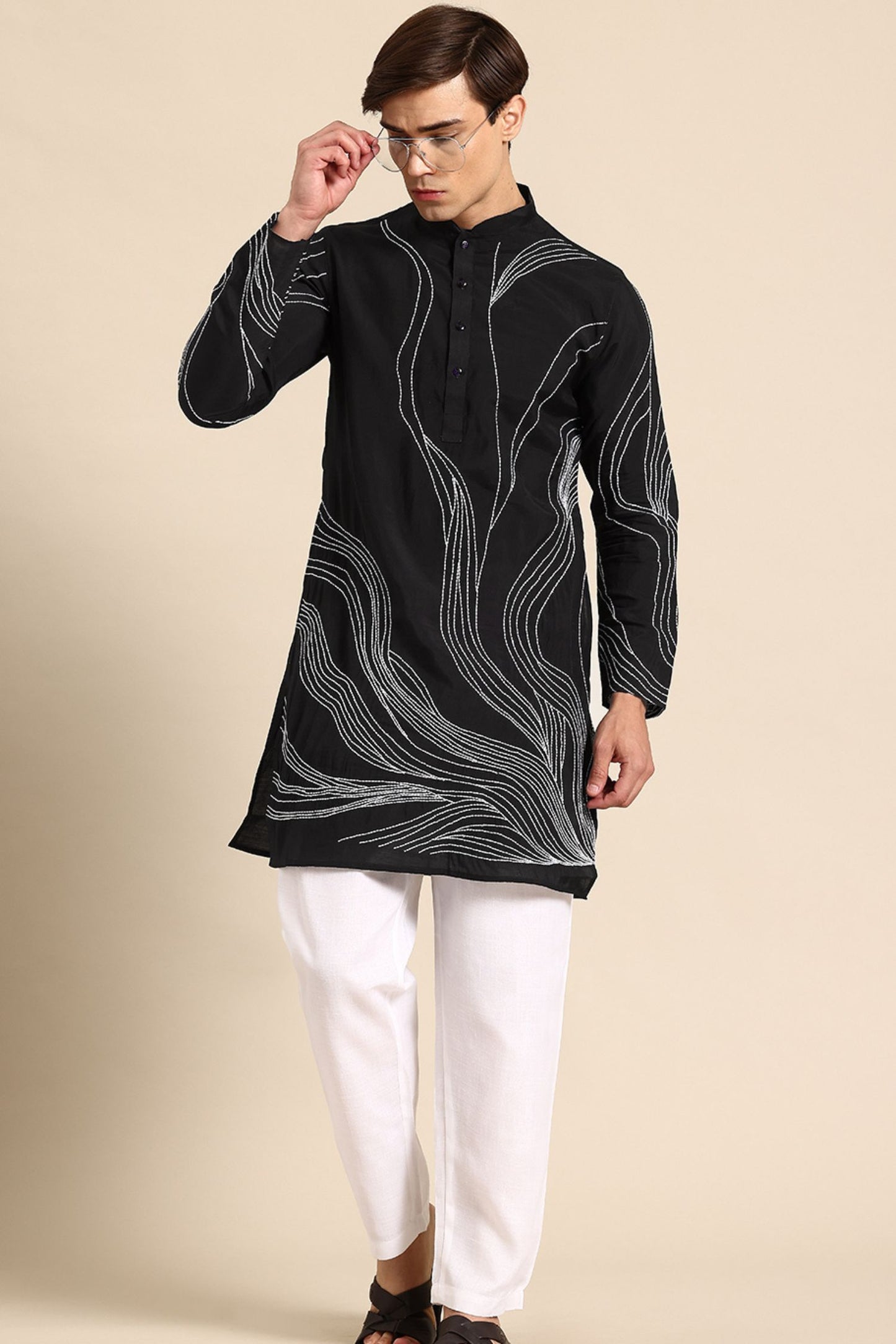 Designer Short Kurta In Black
