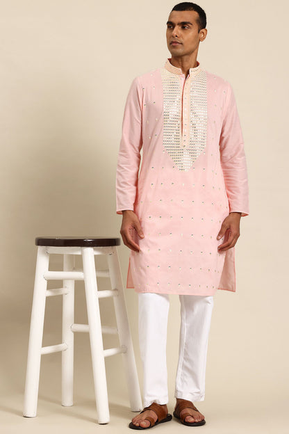 Designer Long Kurta In Baby Pink