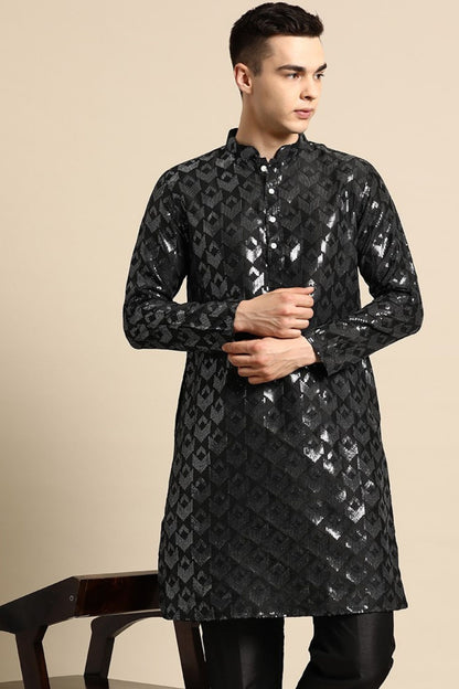 Designer Short Kurta Black