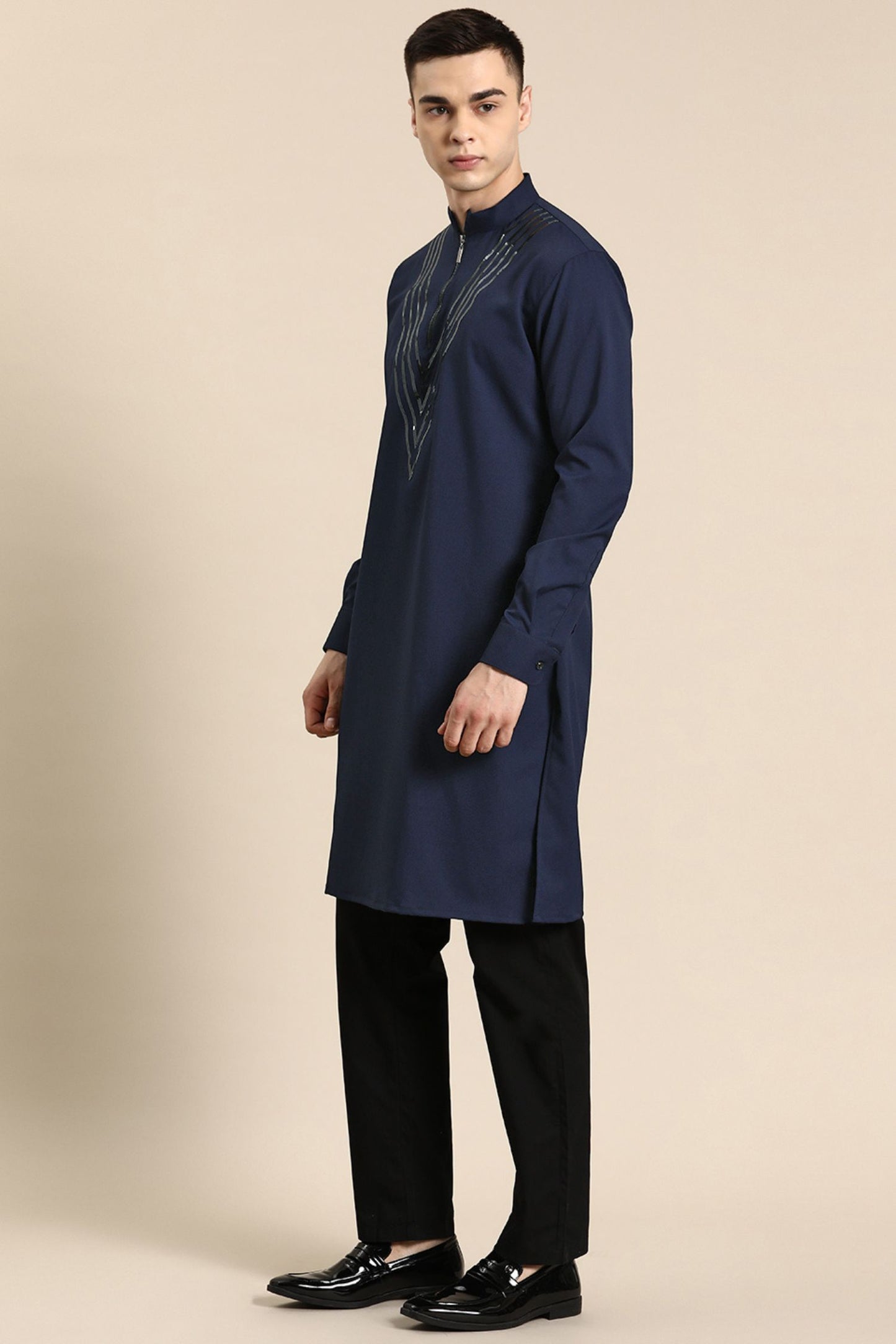 Designer long Kurta In Navy Blue
