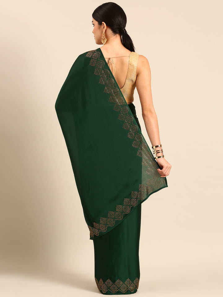 Designer Green Chiffon Saree