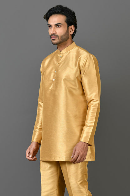 Designer Wear Yellow Color Cotton Short kurta