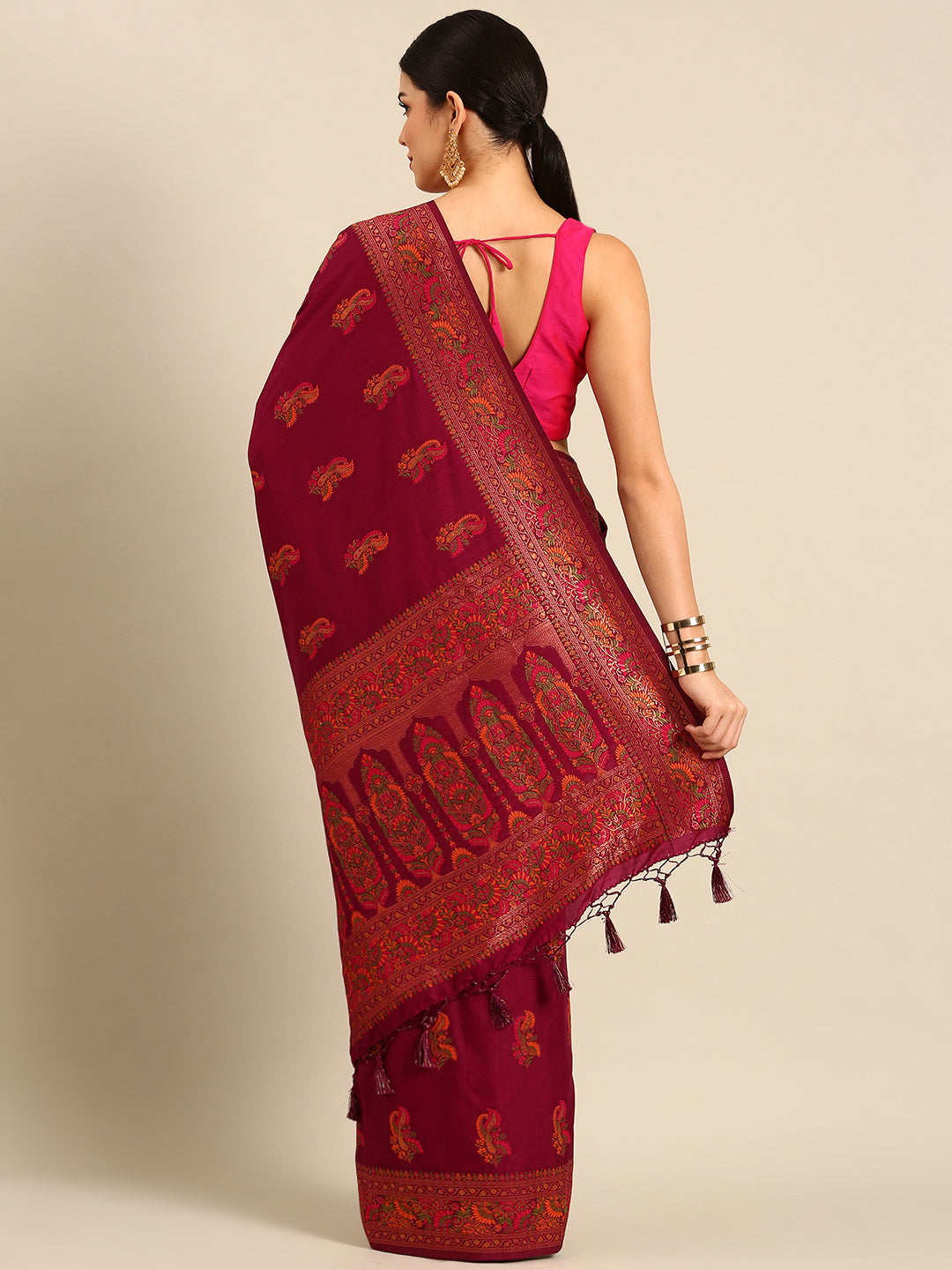 Designer Red Silk Saree